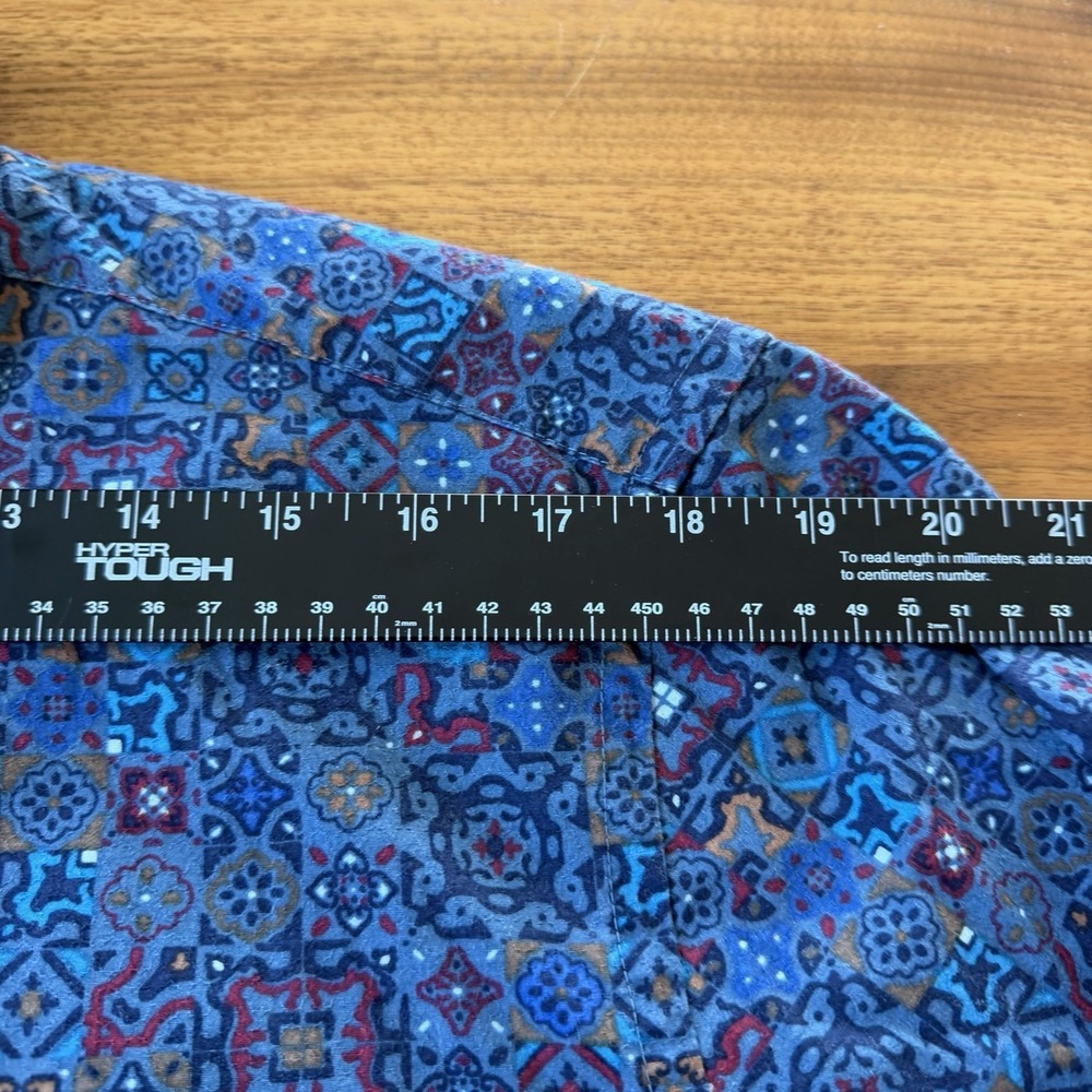 Tasso Elba Geo Design Shirt Mens XL Blue Long Sleeve Button Up Patterned Casual - Picture 5 of 9